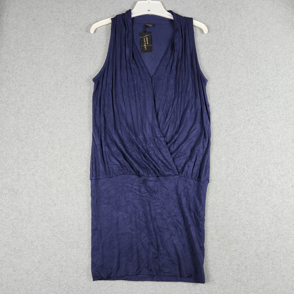 Lascana for Venus Wrap Mini Dress Womens 4 Navy Blue Sleeveless Drop Waist